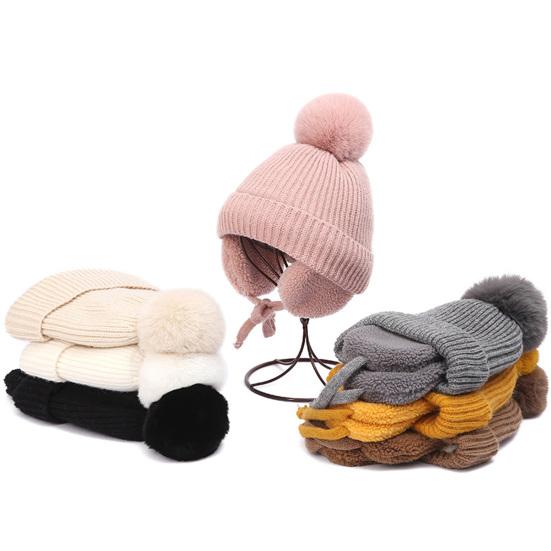 Toddler Hat Washable Solid Color Ear Cover Design Friendly To Skin Fade-Resistant Keep Warm Cashmere Windproof Baby Girl Winter