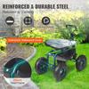 Garden Cart Rolling Workseat with Wheels, Gardening Stool for Planting, 360 Degree Swivel Seat, Wagon Scooter with Steering Handle & Utility Tool