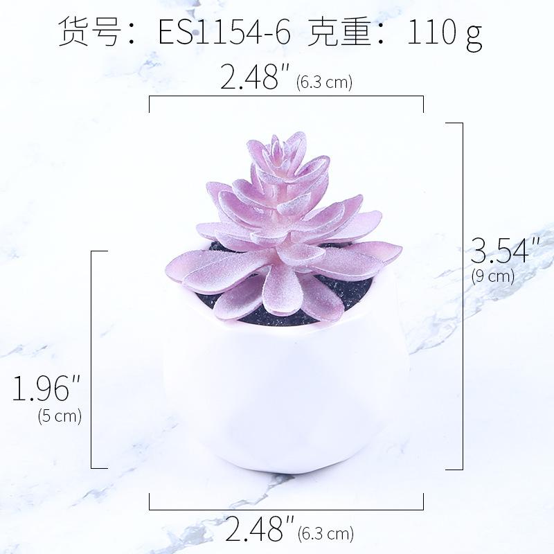 Office Potted Plant Fake Succulent Ceramic Pot Mini Pink Succulent Diamond Cup Potted Plant Second Hair Anti-Drop Potted Plant