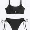 Women's Sexy Backless Split Swimsuit: European & American Style Solid Color Bikini.