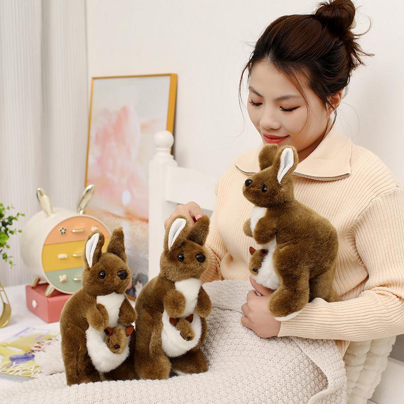 Cute Simulation Wallaby Doll Plush Toy Cute Mother and Son Kangaroo Doll Children's Company Soothing Doll