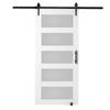 Barn Door and Hardware Kit 42" X 84" Wood and Glass Sliding Barn Door Kit