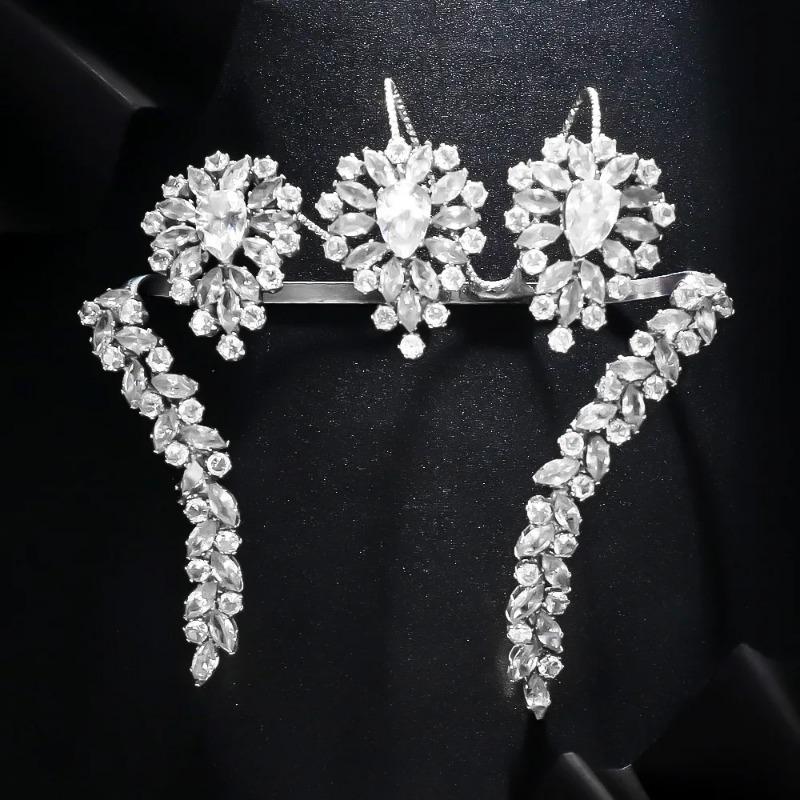 New Geometry Hand Bracelet for Women Adjustable Three-Finger Open Ring Jewelry 5A Cubic Zirconia Palm Cuff Bride Party