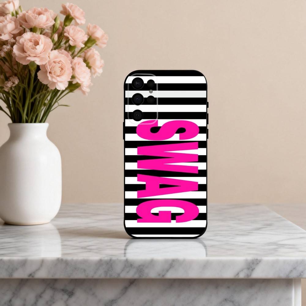 C-Clmj L-Leopard P-Print SWAG Custodia per Telefono Per Samsung S25,24,23,22,30,21,10,9,Ultra,Plus,Lite,FE,4,5 G Custodia Morbida Nera