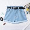 Women's 2025 Summer High-Waisted A-Line Denim Shorts - Casual, Slimming, Versatile Rolled-Up Hot Pants