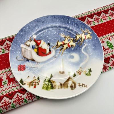 Festive Christmas Cartoon Ceramic Divided Plate Set