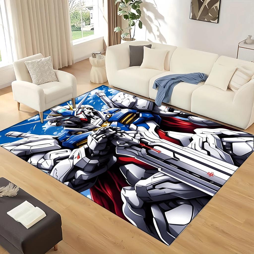 3D GUNDAM Robot Cartoon Carpet Rug for Living Room Bedroom Home Sofa Decoration,kids Play Non-slip Floor Mat Christmas Gift