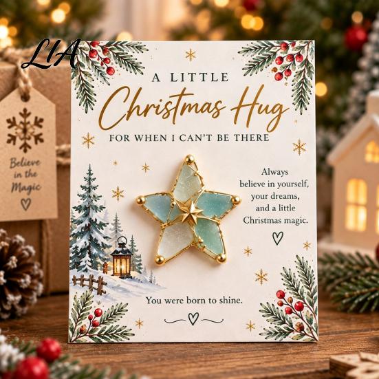 Pocket Hug Token for Christmas Card, Mini Festive Greeting Card Creative Scrapbook Accessories with Envelope, Holiday Gift Tag Friends Family Stocking