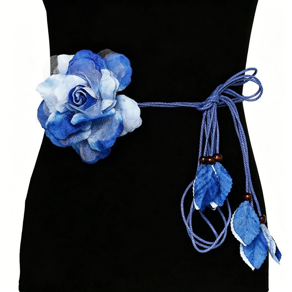 Cintura Floreale con Fiore Stile Etnico Cintura in Corda Intrecciata Catena Vita Floreale alla Moda Donna