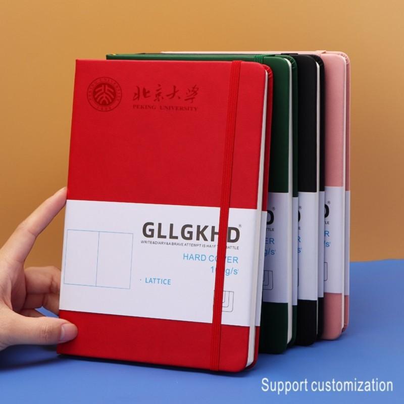 Grid A5 Cardboard, Simple Elastic Band, Faux Leather Business Office Meeting Work Portable Notebook