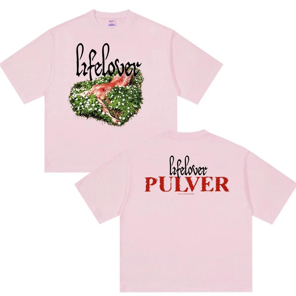 Men Women Lifelover Pulver Black Metal Band Graphic T Shirt Print O Neck Short Sleeve Loose Fit Casual Summer Streetwear Unisex Daily Tops Tees