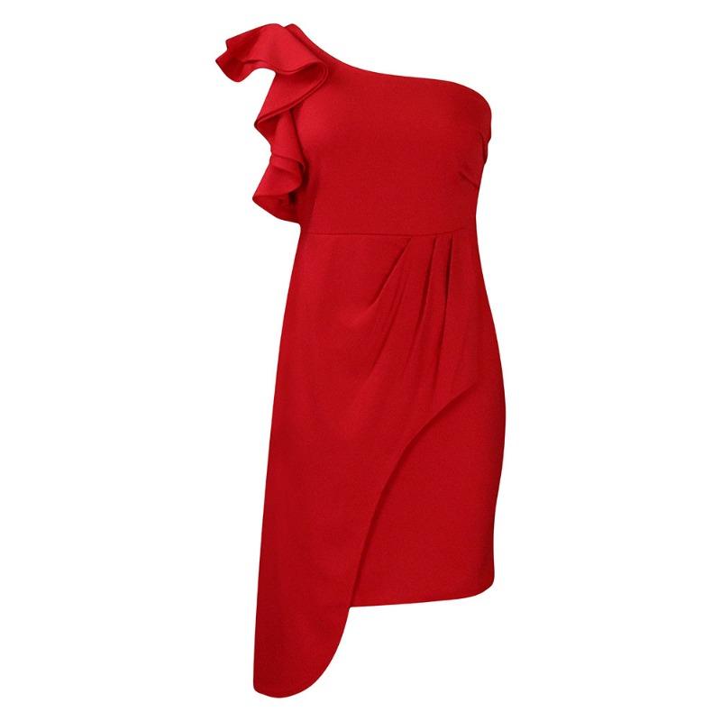 

Women s summer new fashion diagonal collar ruffle edge hip wrap temperament Tongle pencil skirt African dress XXXL