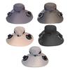 Buckle Hat with Dual Fans Large Battery Solar Charging Full-Face Sun Protection Large Brim Sun Hat Adjustable Drawstring Walking Cooling Hat
