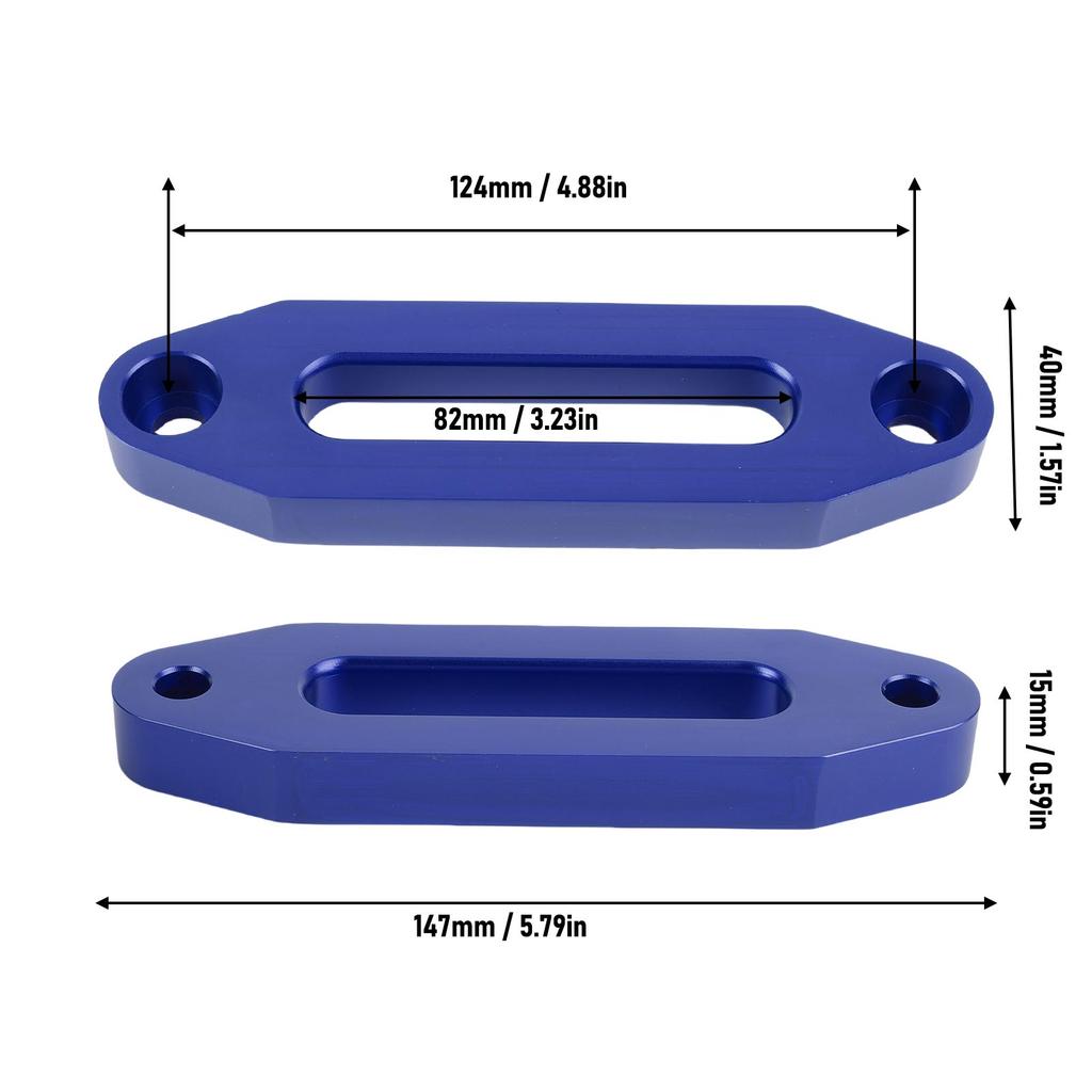 Hawse Style Winch Fairlead 4.88in Standard Hole Pitch High Strength Aluminum Alloy 3000-4000 Lb Winch Fairlead for Automotive Anchor Cables Blue