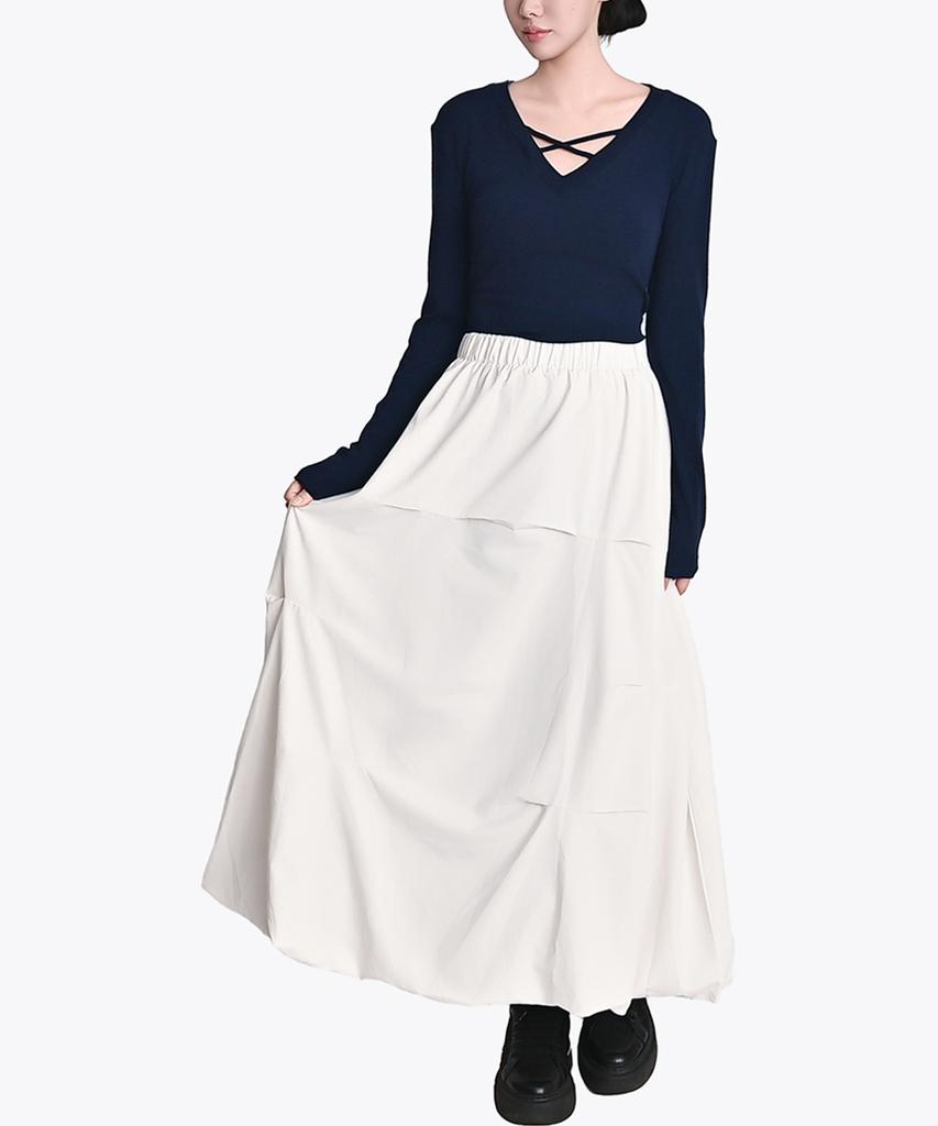 Keulleiseu Point Balloon Maxi Skirt_Light Olive
