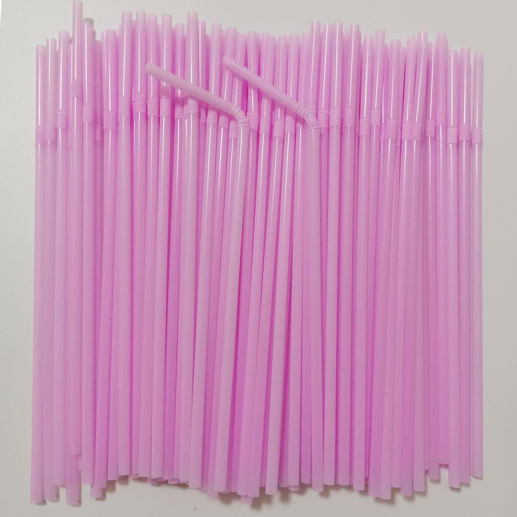 Food Grade Colored Flexible Plastic Drinking Straws For Juice And Milk Tea 100 Pack