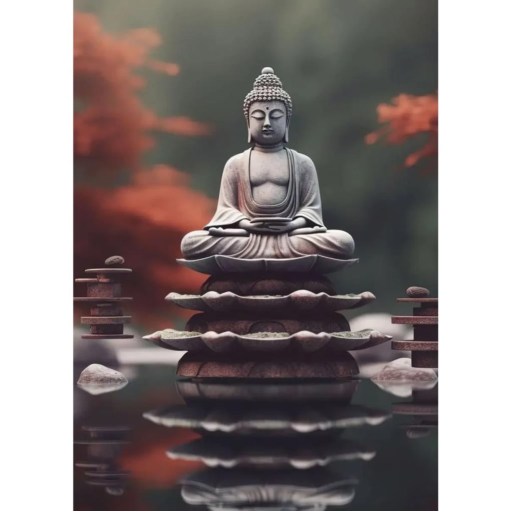 Zen Religion Meditation Buddhism Poster and Print Canvas Painting Wall Art Buddha In Nature Abstract Picture for Room Home Decor