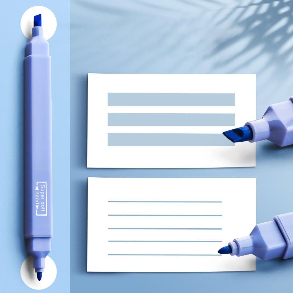 6Pcs/Set Soft Tip Pastel Highlighters Double Headed Hand Account Pens  School Office Supplies