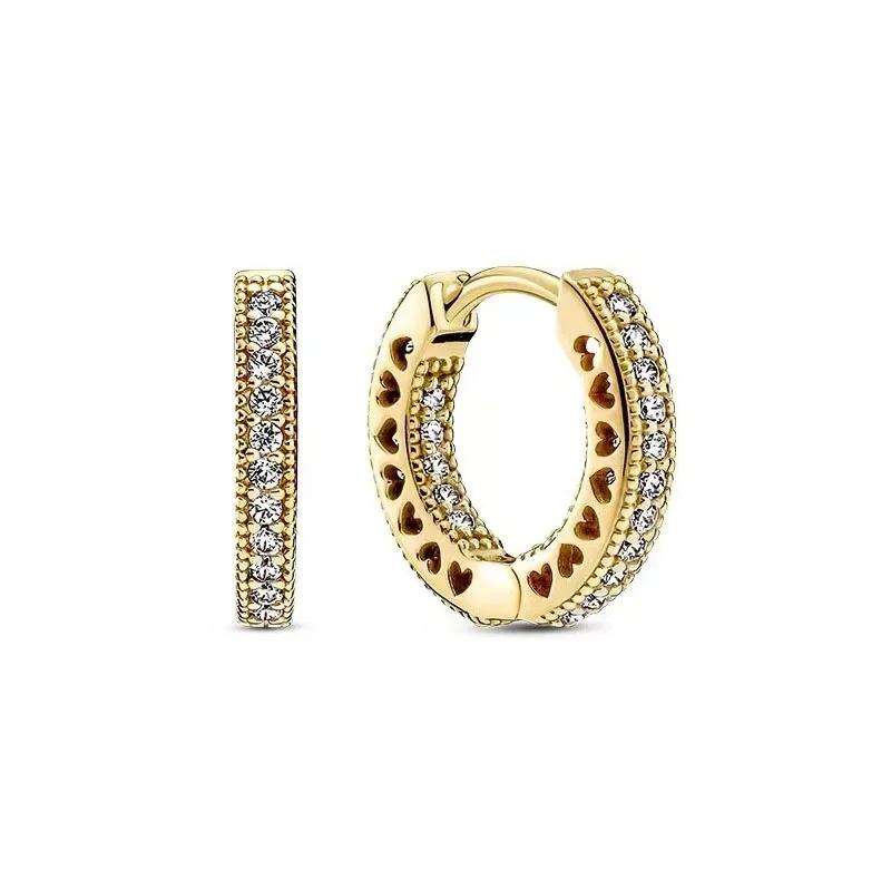 925 Silver Heart Earrings Exquisite Shiny Circular Light Luxury Jewelry Perfect Festive Gifts for Her