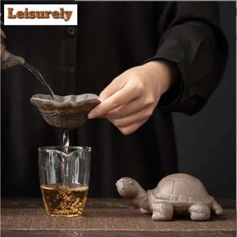 Japanese Gilded Iron Glazed Ceramic Tea Separator Infusor Antique Turtle Tea Strainer Tea Maker Tea Filter Chinese Tea Set Gift