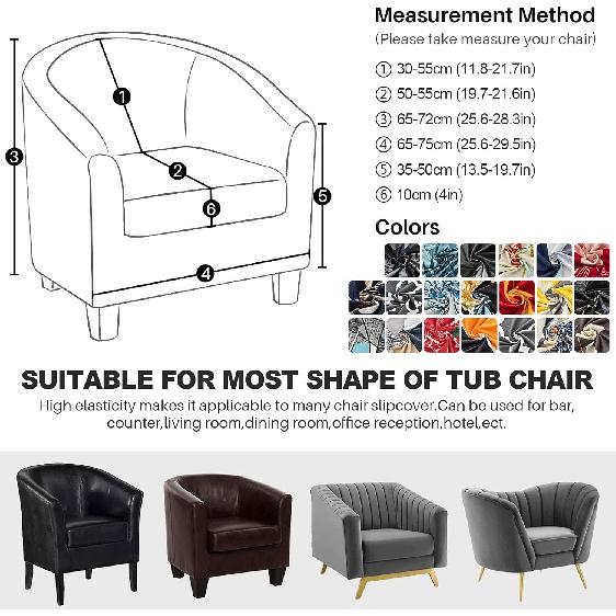 ele ELEOPTION Stretch Club Chair Slipcover 2-Piece Tub Chair Cover Non Slip Furniture Protector with Elastic Bottom Super Soft Couch Cover for Hotel