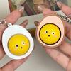 Cartoon Egg Yolk Clicker Keychain Half Egg Decompression Button Key Ring Backpack Schoolbag Hanging Decoration Bag Charm Purse Pendant