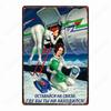 Russian Text Vintage Poster Girls Metal Tin Sign Home Bar Decor