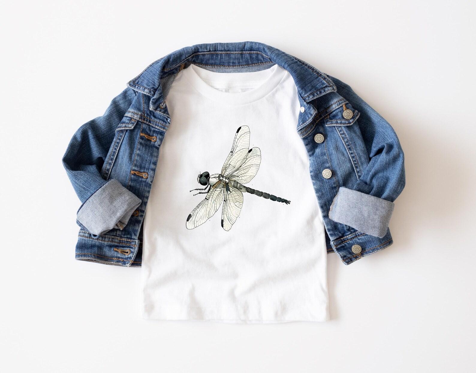 Kids Organic Cotton T-Shirt – Hand-Drawn Dragonfly Graphic Tee 100