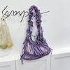Korean Style Cloud Crossbody Bag with Colorful Laces - Trendy One-Shoulder Pleated Handbag for Shopping