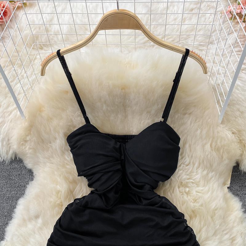 RUGOD Sexy Hot Girl Backless Suspender Dress Women's 2022 New Summer Blue Tight Hip Short Dress