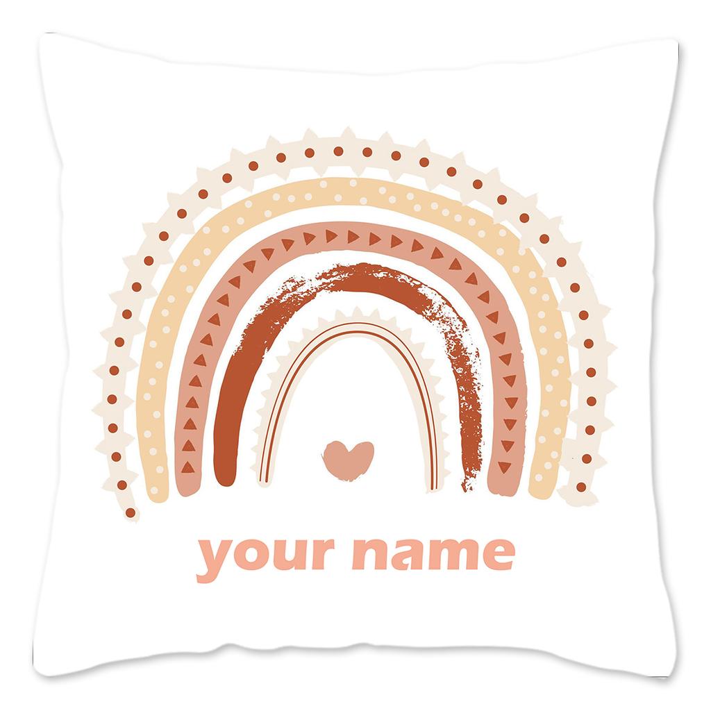 Rainbow Print Custom Cushion Cover Adult Children Personalized Name Customize Pillowcase Home Housewarming Birthday Gifts