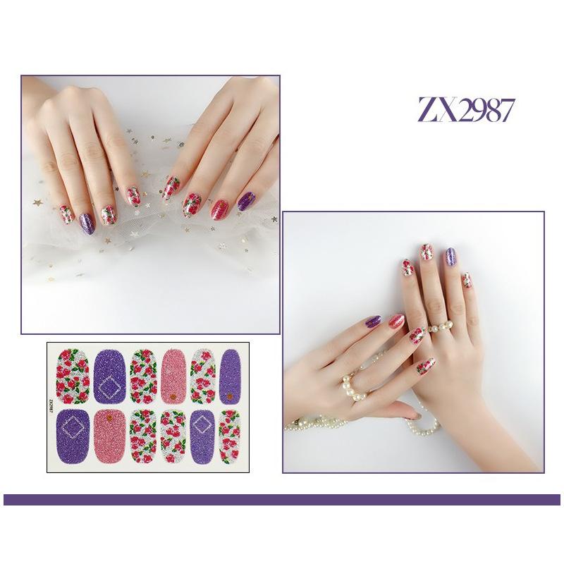 12-finger White No-Bake Nail Decal Fully Coated with Waterproof Long-lasting Nail Patch Simple Wind Nail Polish Adhesive
