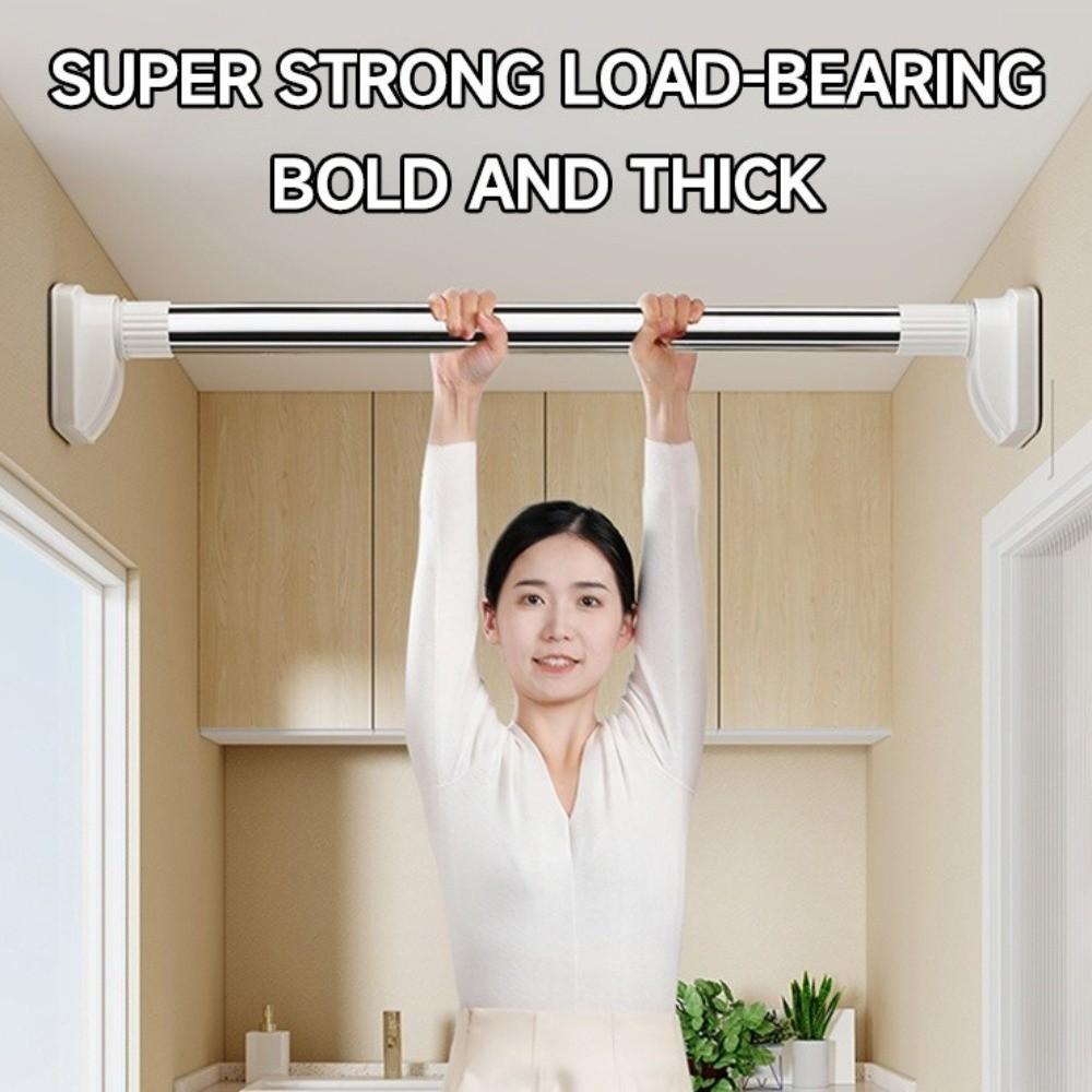 Steel Telescopic Rod Punch-Free Clothes Rail Hanger Durable Shower Curtain Rod  Household