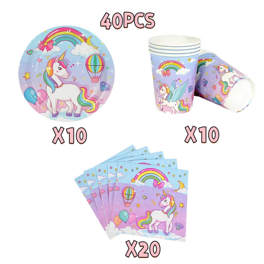 Cartoon Unicorn Birthday Party Decorationa  Unicorn Theme Bleware Paper Plate Cup Tablecloth Birthday Party Decor Supplies
