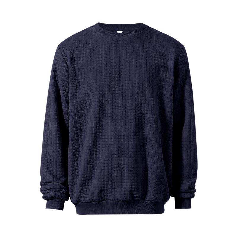 

Men s Spring/Autumn Round-Neck Jacquard Small Check Long-Sleeved Sweatshirt Versatile and Warm Base Layer for Men XXXL Темно-синій