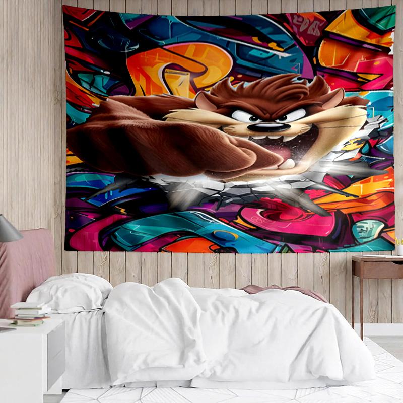1PC Tazmanian Devil's Fury Tapestry Accessories Playroom Tapestry, for Bedroom,Livingroom, Dormitory Room Wall Decor Fan Birthday Gifts