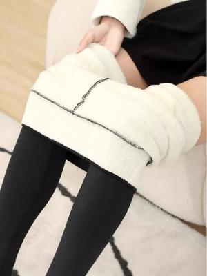 Leggings da Donna a Vita Alta Foderati in Pile di Lana d'Agnello
