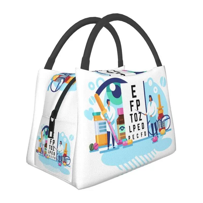 Syntest Snellen-tavla Lunchväska för kvinnor Optiker Synundersökning Återanvändbar Kylväska Termisk Matisolerad Lunchlåda
