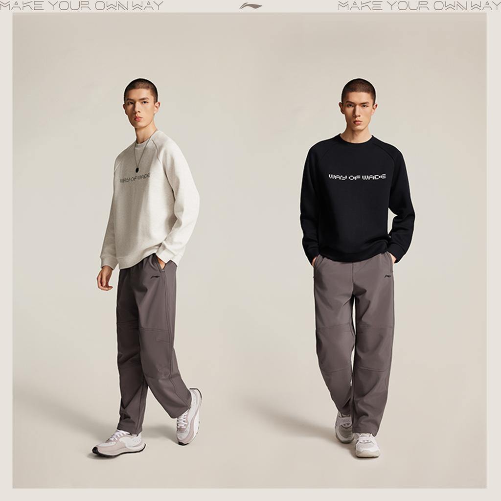 Li Ning Wade Sweatshirts Men's Heather Gray Tile Gray Crew Neck Moderate AWDW287-2