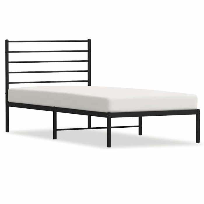VidaXL Metal Bed Frame with Headboard Black 80x200 Cm 352310