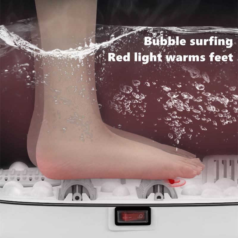 Foldable Foot Bath Massager Smart Roller Massage Portable Bathtub Foaming Foot Soaking with Lid Massage Bucket Collapsible