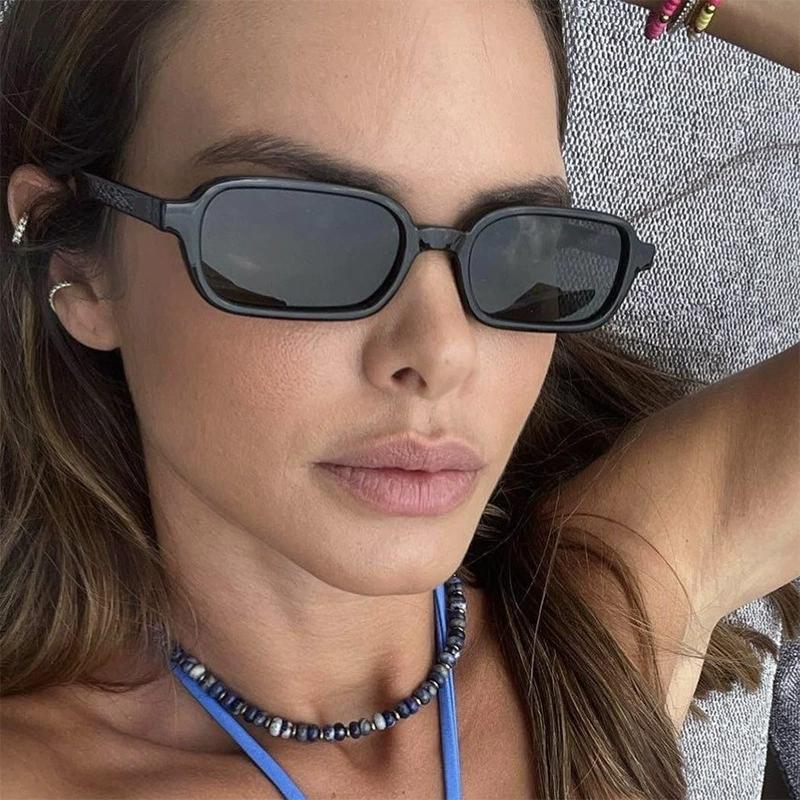 Retro Fashion Small Box Anti Uv Flat Lens Uv400 Simple And Versatile Sunglasses Outdoor Travel Sunscreen And Windproof Glasses