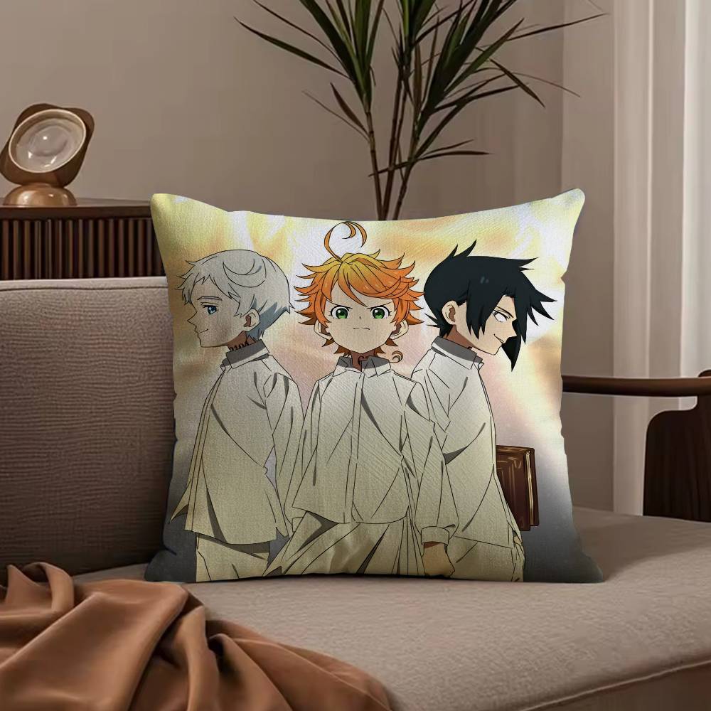 Anime The P-Promised n-Neverland Pillow Case Anti-dustmite Pillowcase Invisible Zipper Silky Short Plush Sofa Cushion Cover