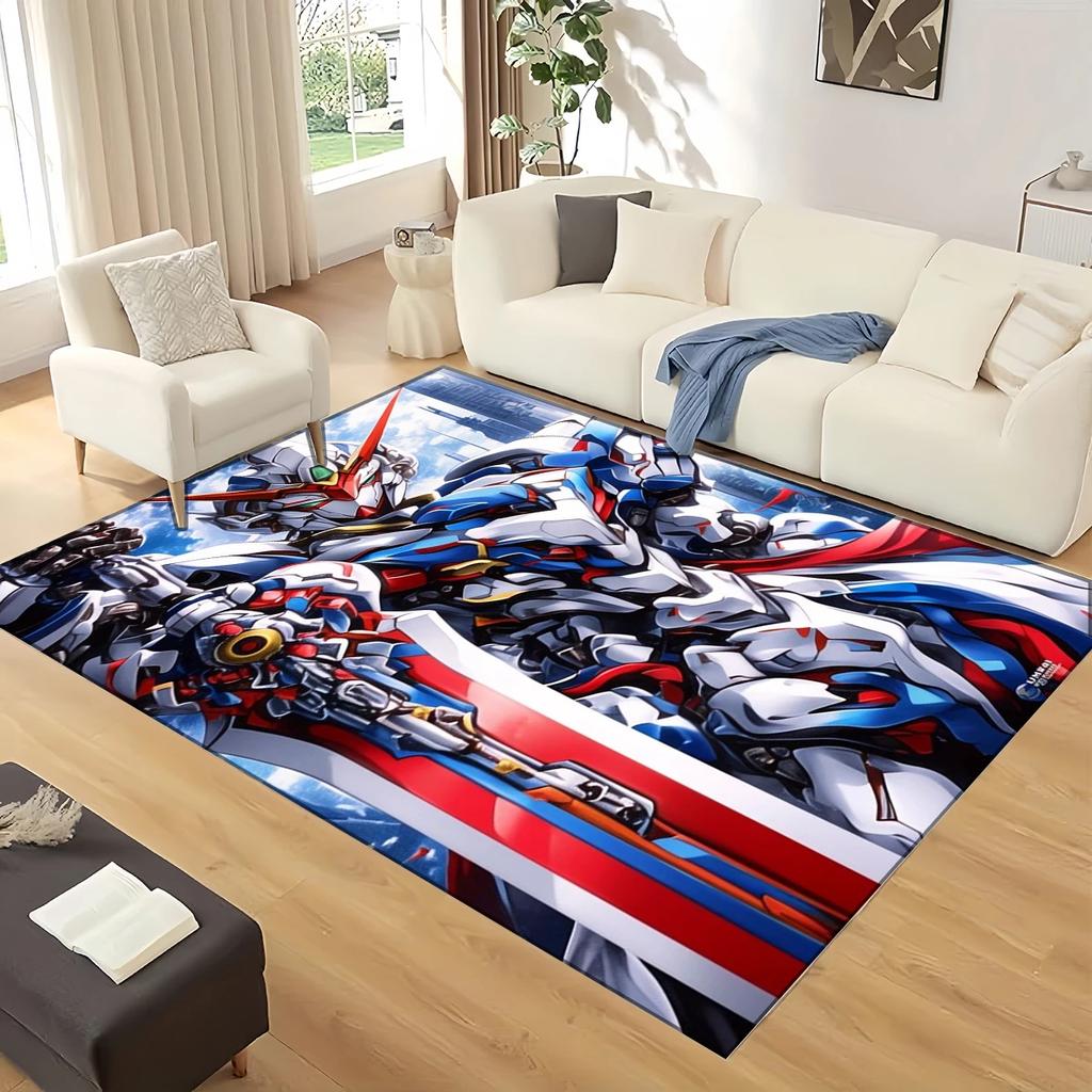 3D GUNDAM Robot Cartoon Carpet Rug for Living Room Bedroom Home Sofa Decoration,kids Play Non-slip Floor Mat Christmas Gift