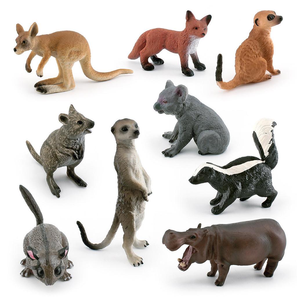Beautifully Crafted Static Model Animals In Vibrant Colors Red Fox Kangaroo Skunk And Others