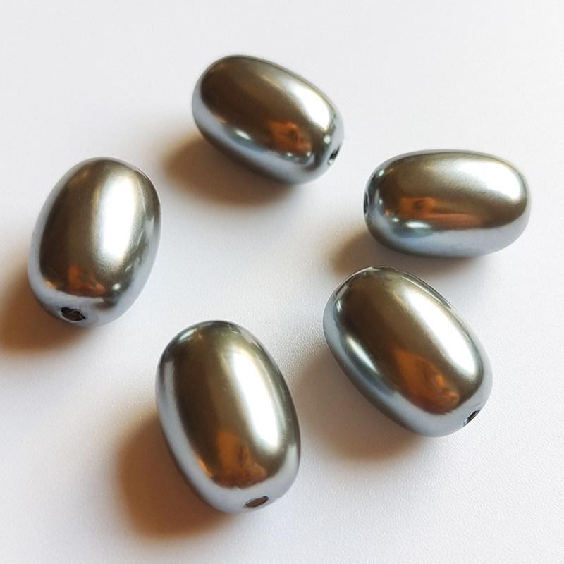 Gray Iridescent Faux Pearl Oval Beads for DIY Jewelry Making