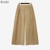 ZANZEA Pantaloni larghi e larghi da donna, casual, tinta unita