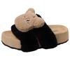 Warm plush versatile girls fluffy shoes autumn and winter fashionable retro comfortable non-slip cartoon cute one-word slippers