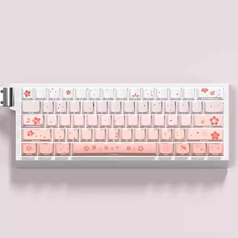74Key Side Print Translucents Keycaps Sakuras Original Profile Sublimations Backlit Keycap for 60 Mechanical Keyboards