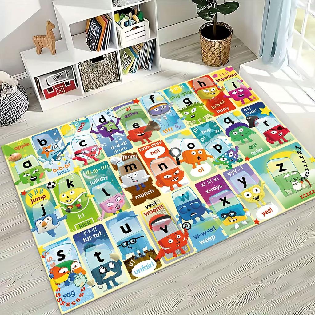 ABC Animal Alphabet Cartoon Early Educatio Children Crawling Playroom Rug for Bedroom Living Room Sofa Doormat Decor,Non-slip
